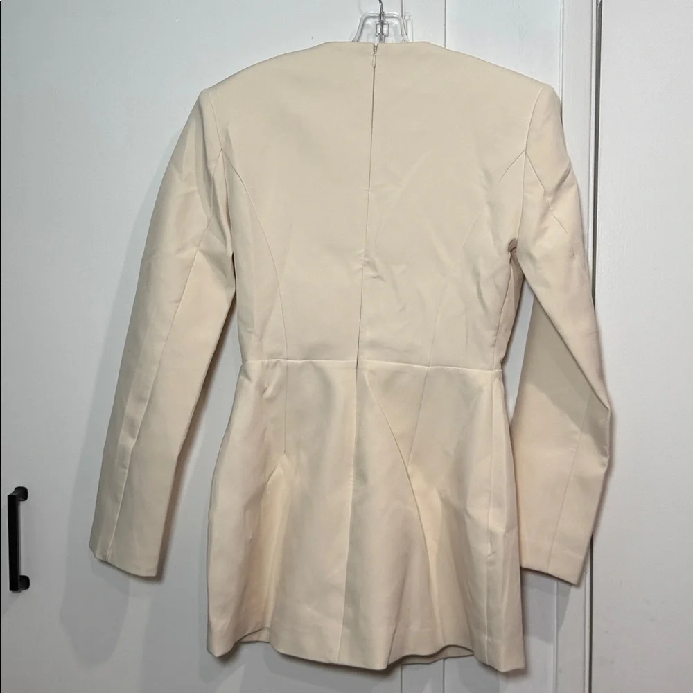 Showpo. NINETTE MINI DRESS
V Neck Tulip Hem Blazer Dress in Cream - Picture 8 of 8